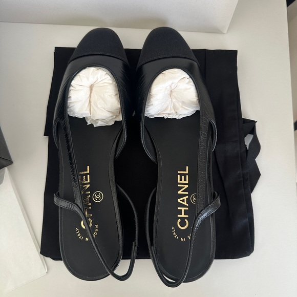 CHANEL Shoes - Chanel Slingback Patent calfskin leather flats 36.5